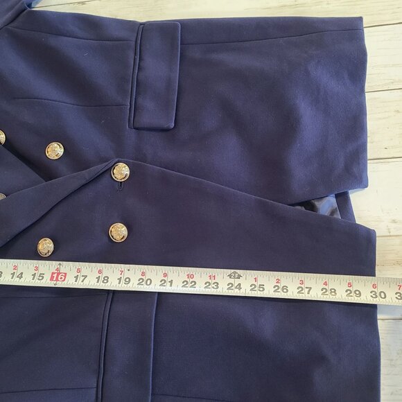 Dolan Double Breasted Navy Ponte Miller Blazer Removable Denim Dickey L NWOT - Picture 6 of 14